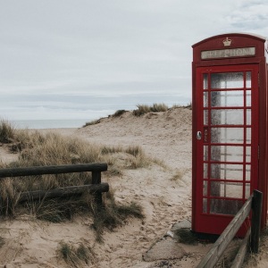 Phone box on a remote beach