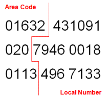 Area codes and local numbers
