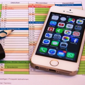 Mobile phone on a desk