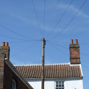 Telephone wires and a telephone pole