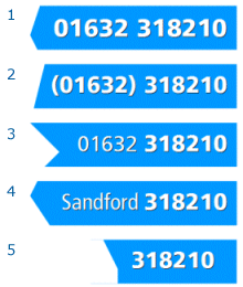 Ways of displaying a phone number on a sign.